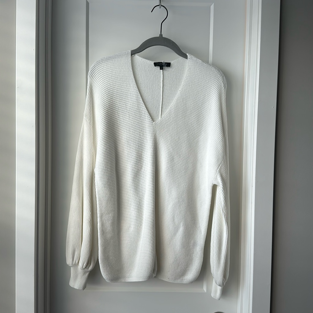 1. State Ribbed Balloon Sleeve Cotton Blend Sweater